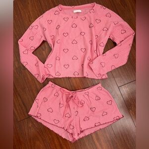 LC Lauren Conrad Pink Hearts Pajama Set